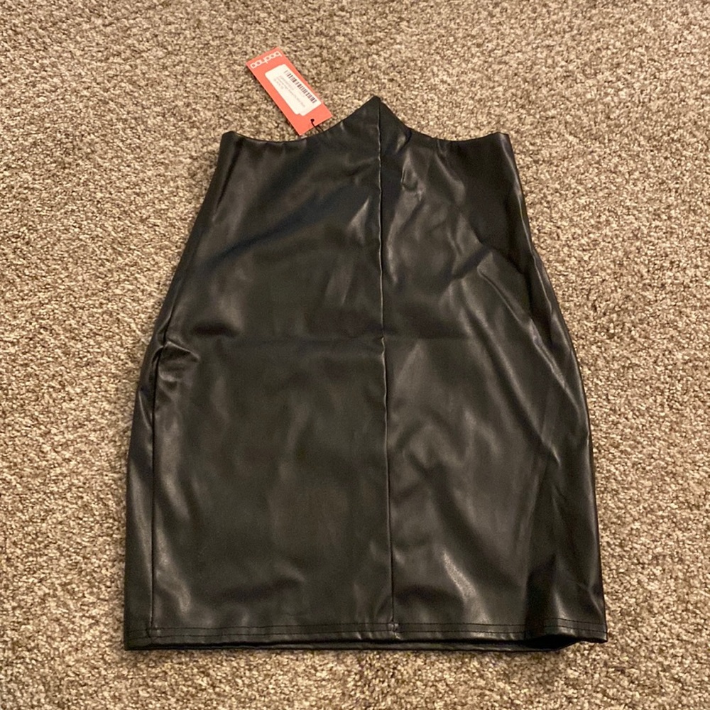 boohoo Extreme High Waist Mini Skirt in Black